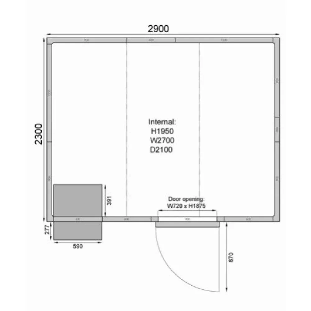 Охлаждающая камера 2900 / 2300 / 2110 MM 10.56m3