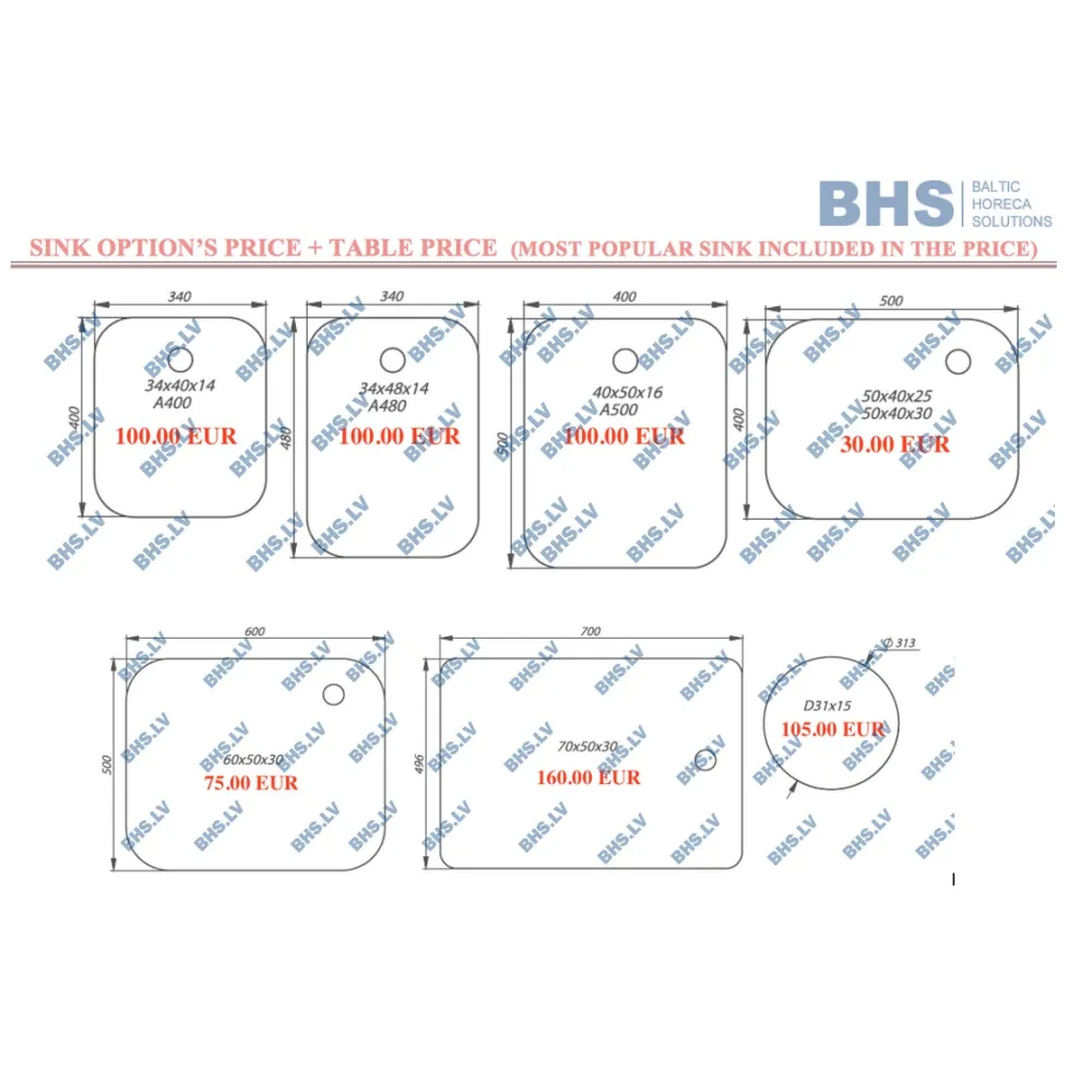 Стол металлический с раковиной и полкой  2300