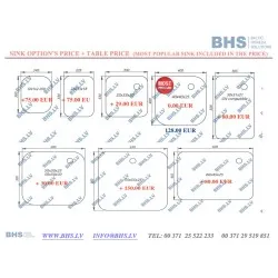 Стол металлический с двойной раковиной и полкой 2200