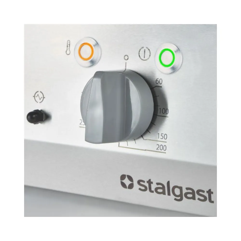 Хромированный электрический гриль с гладкой поверхностью 8.0 кВт