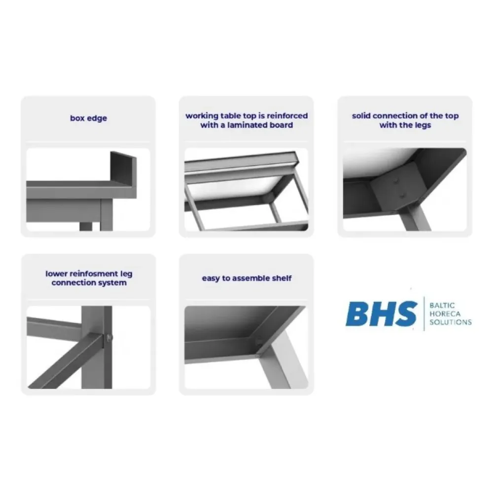 Профессиональный кухонный рабочий стол  без полки с бортом 400