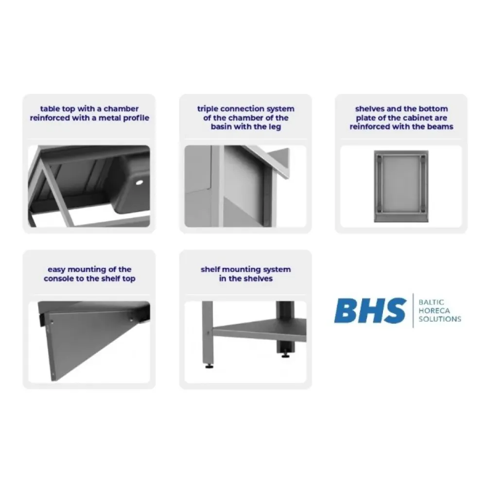 Профессиональный кухонный рабочий стол  без полки с бортом 900