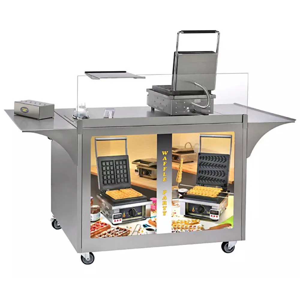 Тележка из нержавеющей стали на колесах для продажи вафель МГ-02