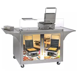 Тележка из нержавеющей стали на колесах для продажи вафель МГ-02