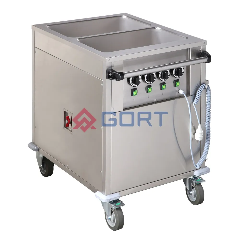 Передвижной горячий мармит со шкафом 2xGN 1/1, с отдельным контролем температуры