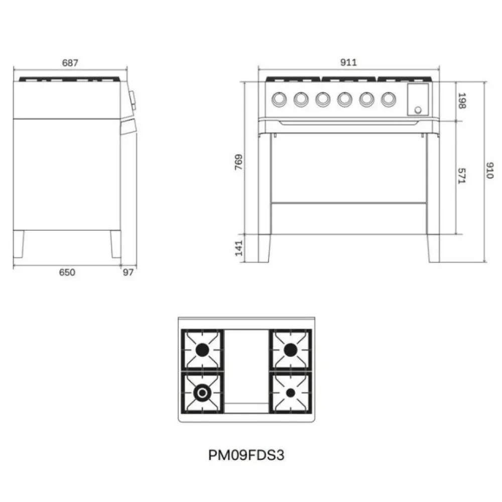 Плита с духовкой Panoramagic PM09FDS3 с жарочной поверхностью
