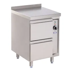 Стол с теплым шкафом с выдвижными полками 550 x 700 mm