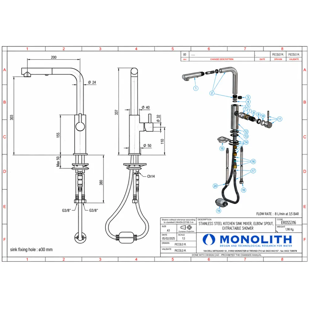 Смеситель MONOLITH EROSS316