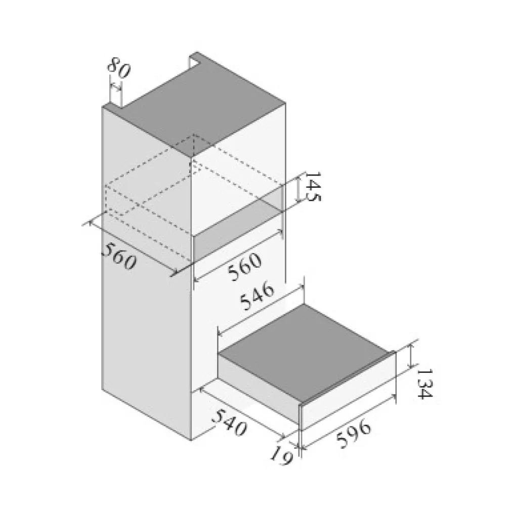 Встроенный подогреваемый ящик, черная глянцевая нержавеющая сталь, 60 см, 40-80°C Ilve 615GWDPP