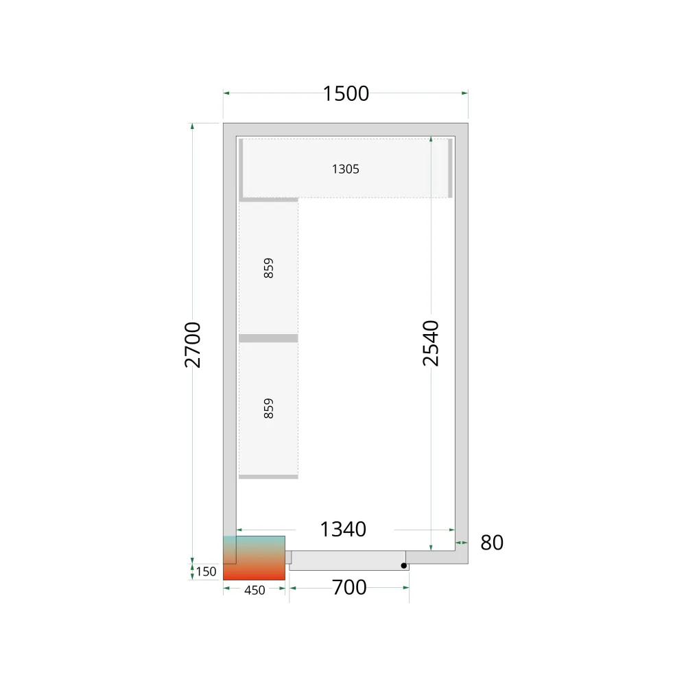 Панели холодильной камеры 1500 / 3000 / 2200 мм, 80 мм