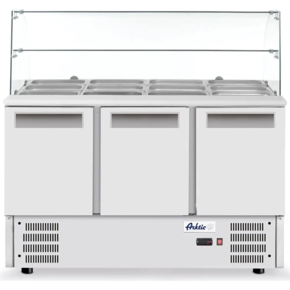 3-дверная охлаждаемая рабочая поверхность со стеклянной надстройкой