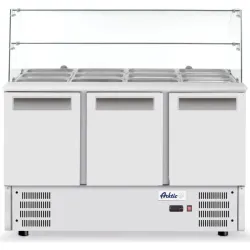 3-дверная охлаждаемая рабочая поверхность со стеклянной надстройкой