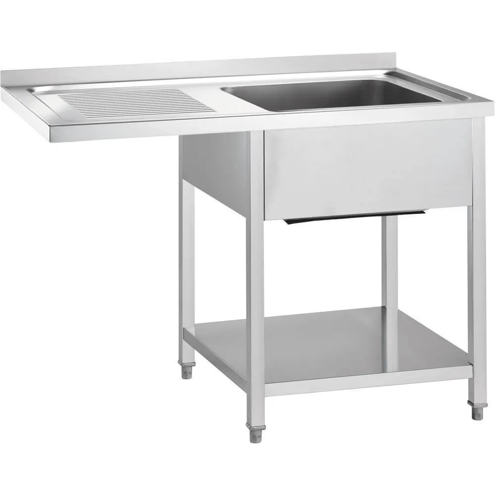 Стол с однокамерной мойкой и выступающей рабочей поверхностью (Д)1000 × (Ш)700