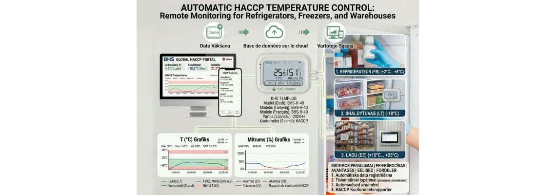 Автоматический контроль температуры для HACCP: удалённый мониторинг холодильников, морозильных камер и складских помещений