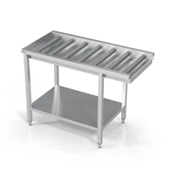 Стол к посудомойке с длинными роликами и полкой 2200