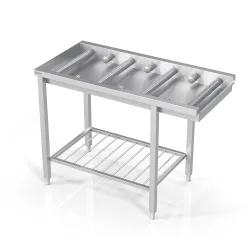 Стол к посудомойке с короткими и длинными роликами и полкой-решеткой 1700