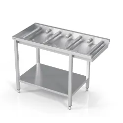 Стол к посудомойке с короткими и длинными роликами и полкой 1900