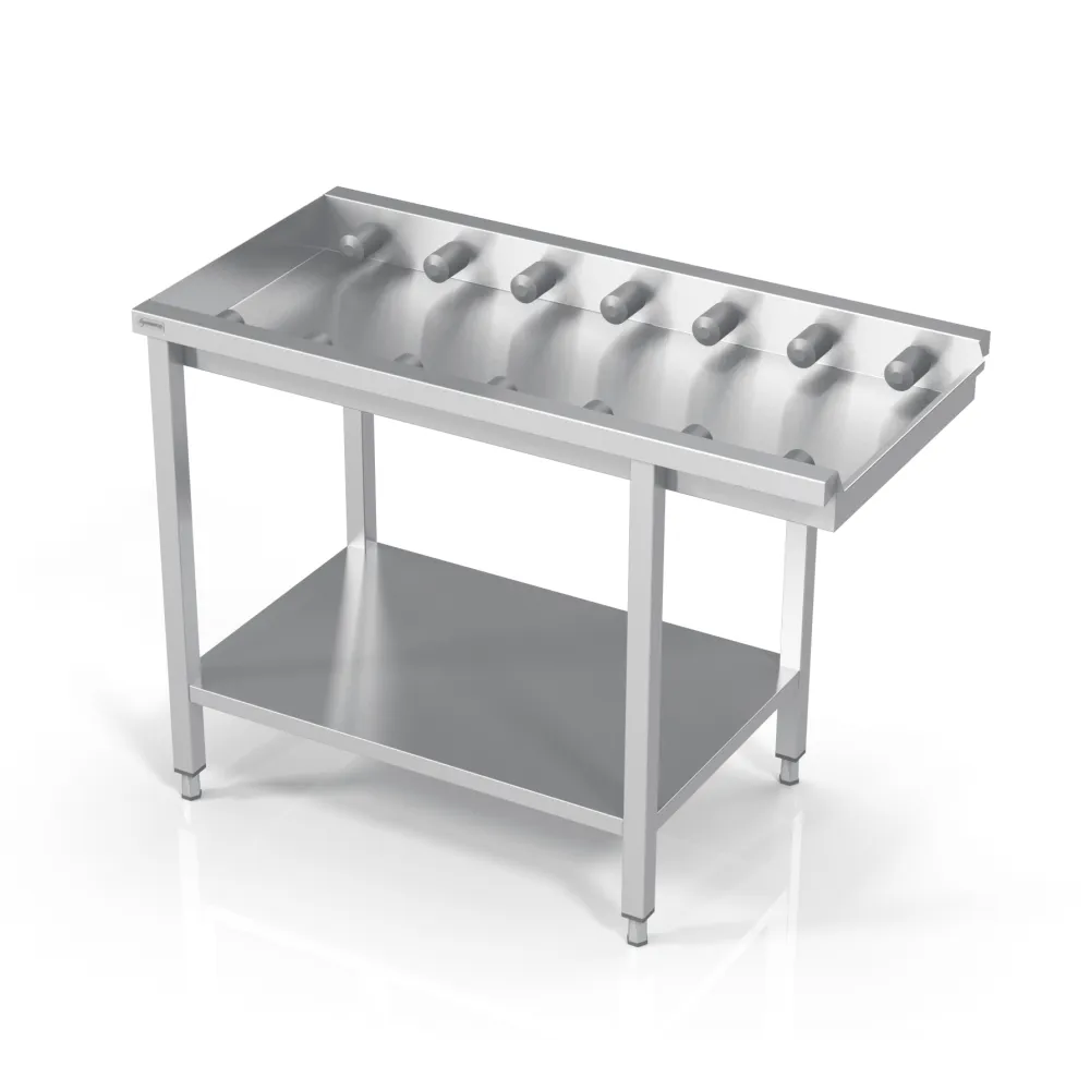 Стол к посудомойке с короткими роликами и полкой 1700