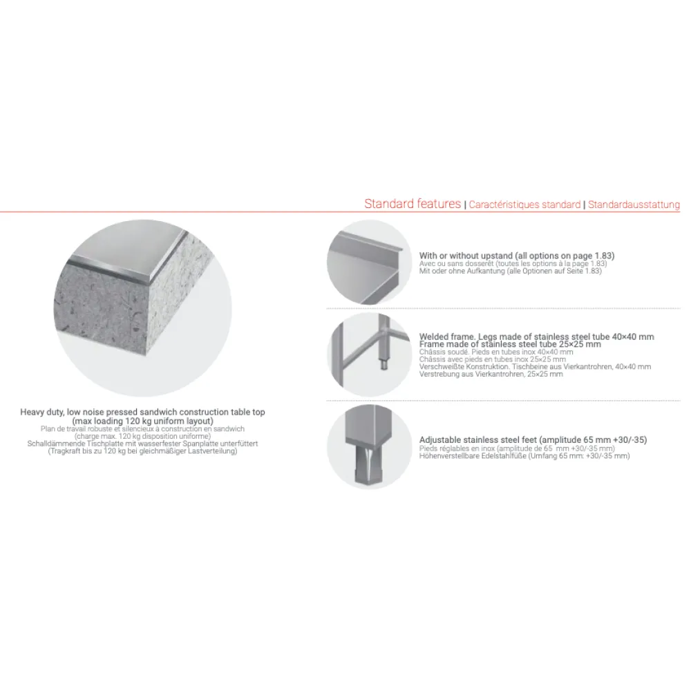 Стол металлический с раковиной и полкой 1500