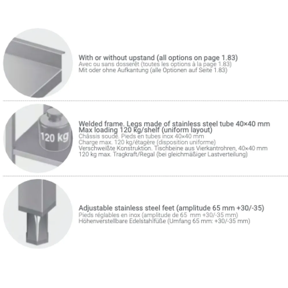 Металлический стол без полки 400