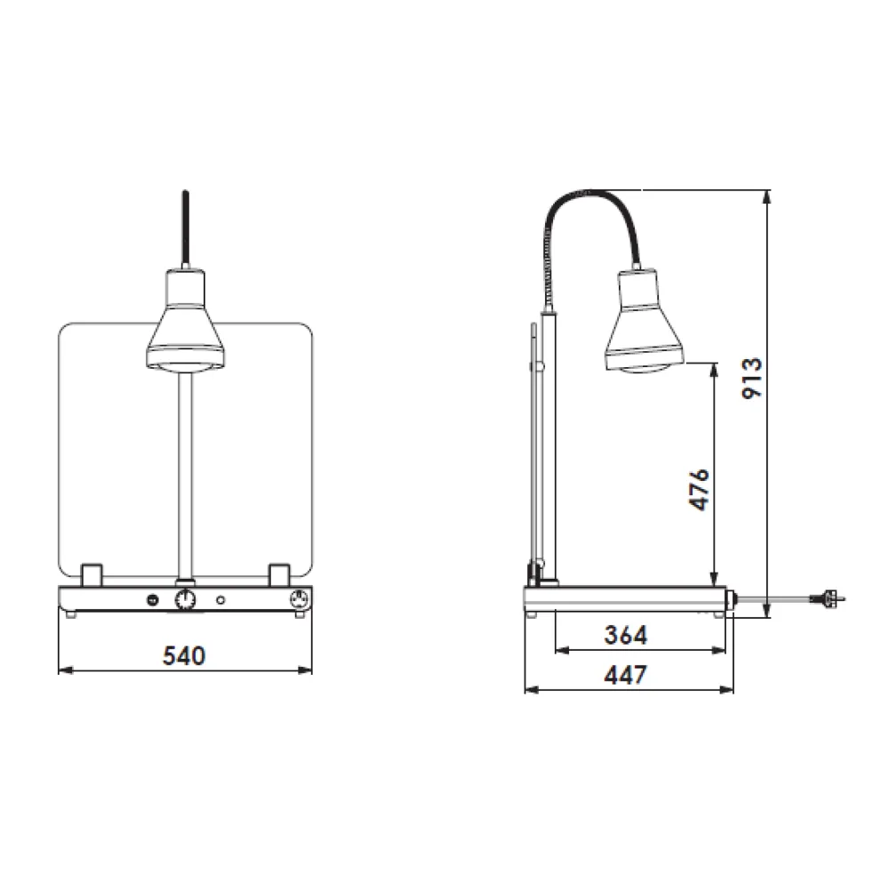 НАГРЕВАТЕЛЬНАЯ ПОВЕРХНОСТЬ С ГИБКОЙ ИНФРАКРАСНОЙ ЛАМПОЙ HELIOS 1/1 FLEX P2