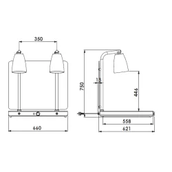 ПОВЕРХНОСТЬ НАГРЕВА С 2 ИНФРАКРАСНЫМИ ЛАМПАМИ HELIOS 2/1 FIX P2