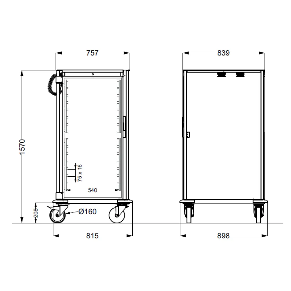ШКАФ ИЗ НЕРЖАВЕЮЩЕЙ СТАЛИ НА КОЛЕСАХ ДЛЯ КОНТЕЙНЕРОВ GN NEUTROVEGA 2 C16