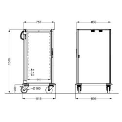 ШКАФ ИЗ НЕРЖАВЕЮЩЕЙ СТАЛИ НА КОЛЕСАХ ДЛЯ КОНТЕЙНЕРОВ GN NEUTROVEGA 2 C16