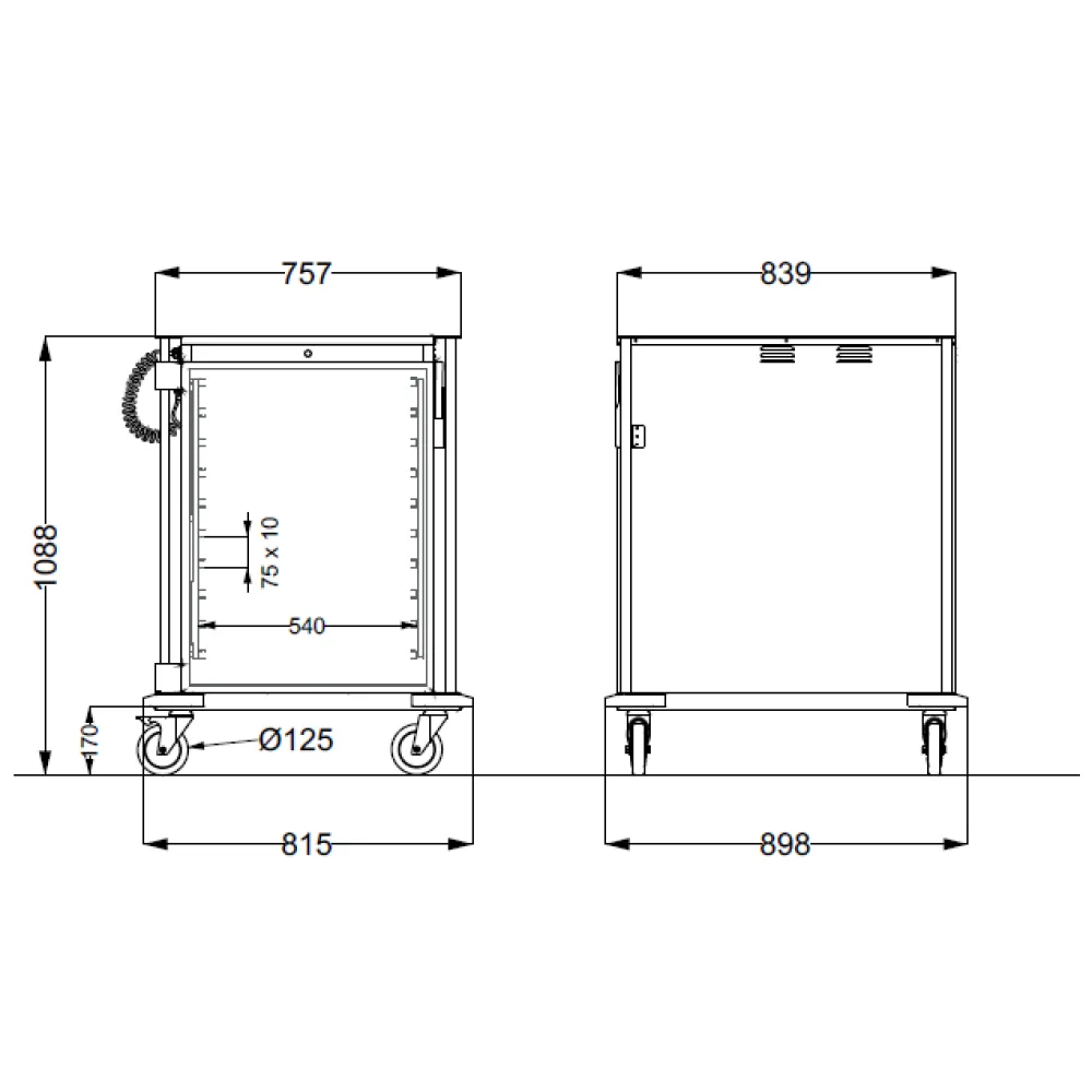 ШКАФ ИЗ НЕРЖАВЕЮЩЕЙ СТАЛИ НА КОЛЕСАХ ДЛЯ КОНТЕЙНЕРОВ GN NEUTROVEGA 2 SH C10