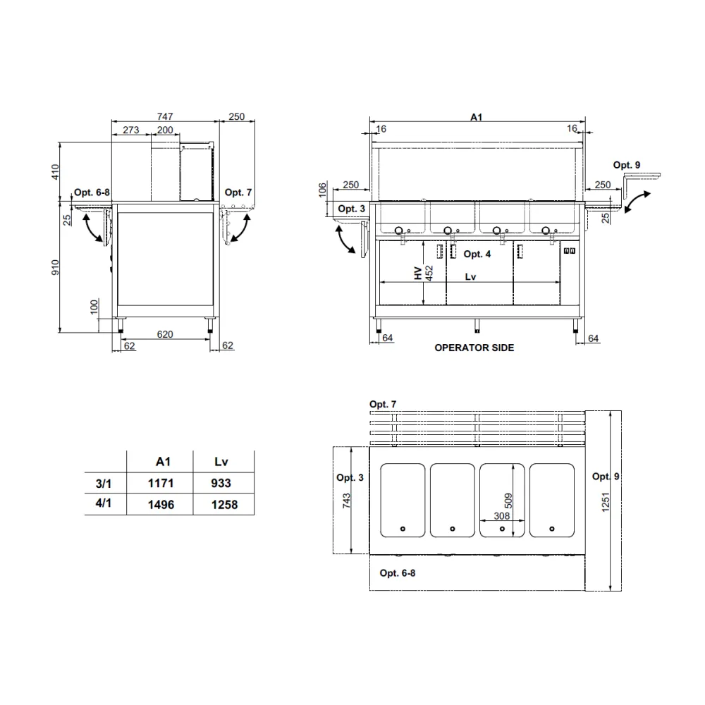 BAIN-MARIE ГОРЯЧИЙ БУФЕТ С ОТДЕЛЬНЫМИ МАРМАЙТАМИ OMNIA 3BM/SEP