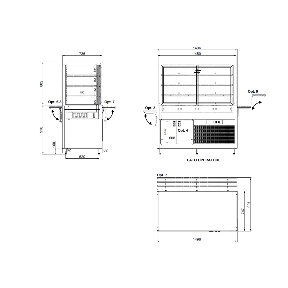 ВИТРИНА С ВЕНТИЛЯТОРОМ И НЕПОДВИЖНЫМИ СТЕКЛАМИ OMNIA 4DSP/FX