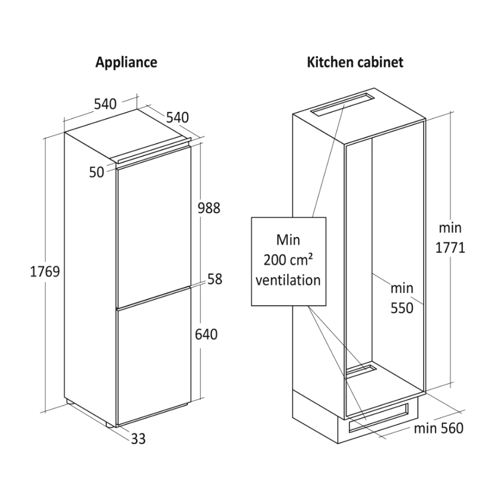 Встраиваемый холодильник BIC 336 W