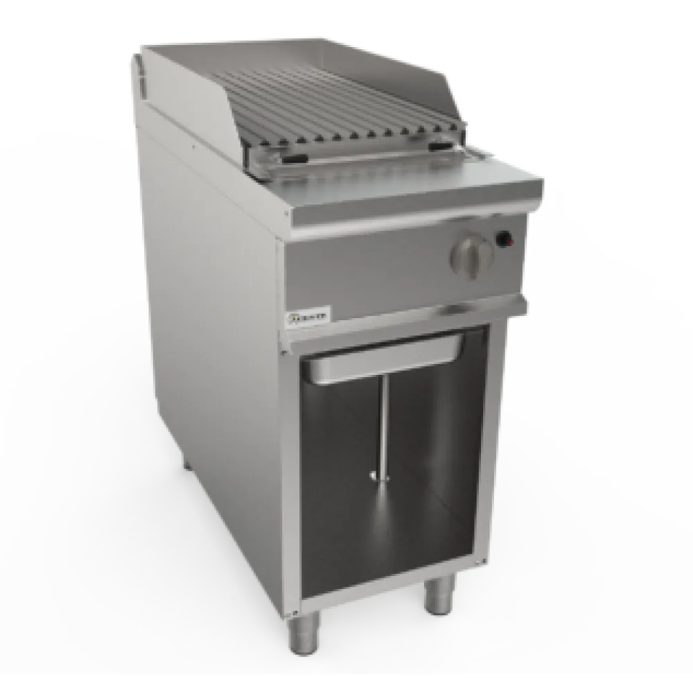 Лавовый газовый рифленый гриль с нейтральным шкафом LQ/BS1BA