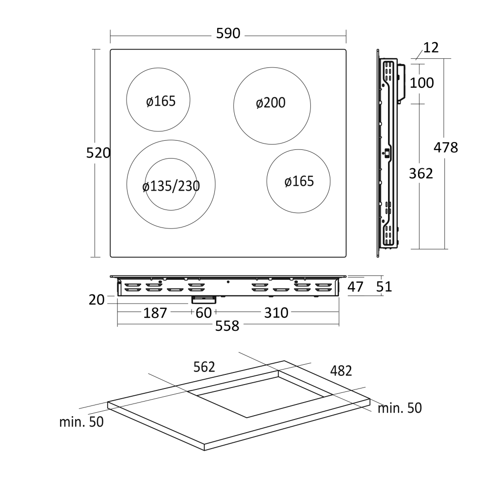 Керамическая плита HOC60F (33058110000HOC60F)