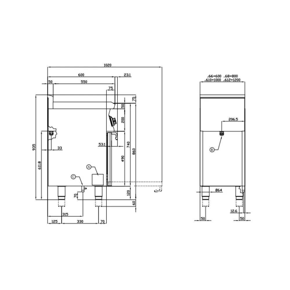 Газовая плита с электрической духовкой CFM2-68GEM/V (06790862)