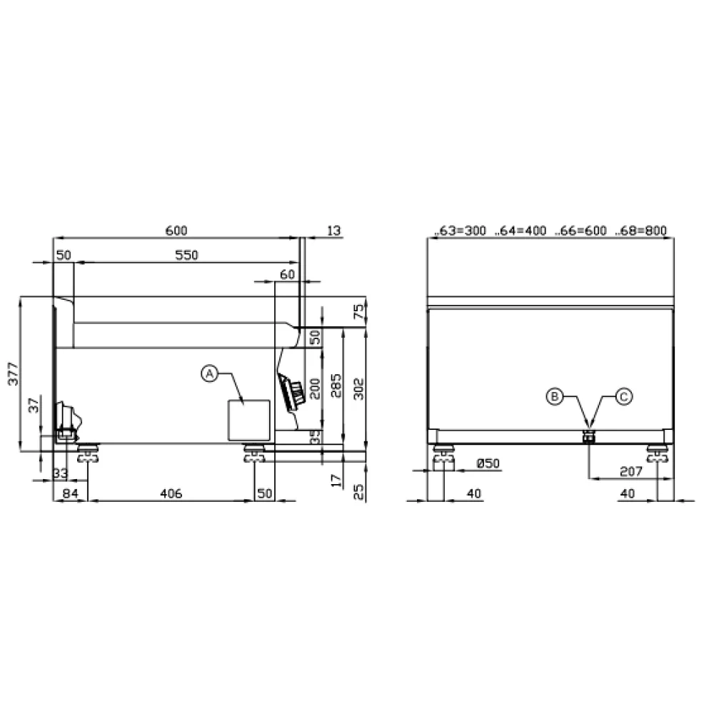 Газовая жарочная поверхность, рифлёная FTRT-68G (16230853)