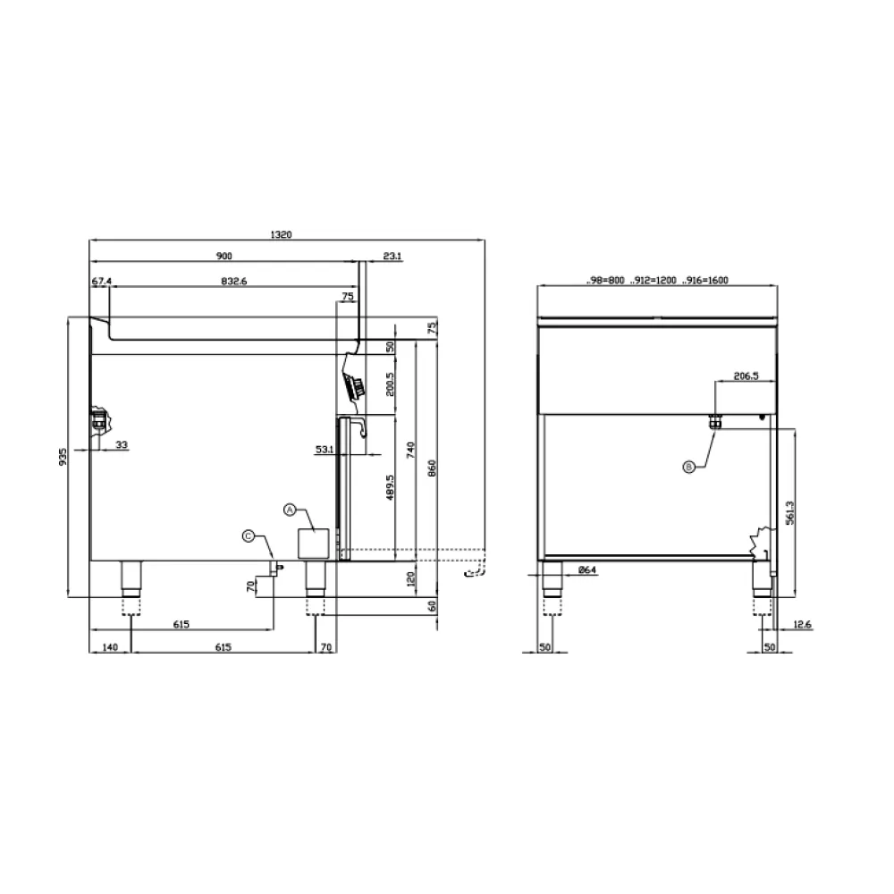 Электрическая плита с духовкой 90 MARINE CFVQ4-98ETX/V (0980083BX)