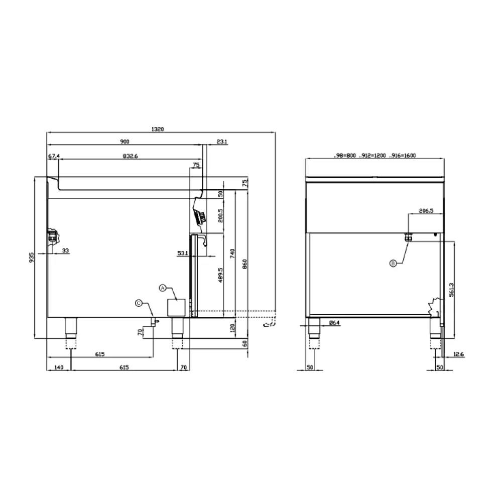 Электрическая плита с духовкой 90 MARINE CFVQ6-912ETVX/V (0980123BX)