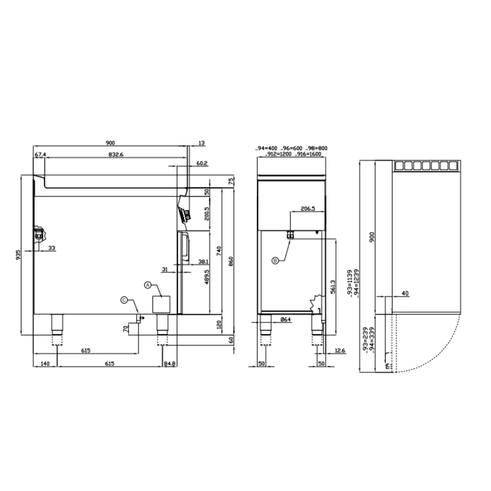 Газовый гриль с нейтральным шкафом 90 CW-98G (09250850)