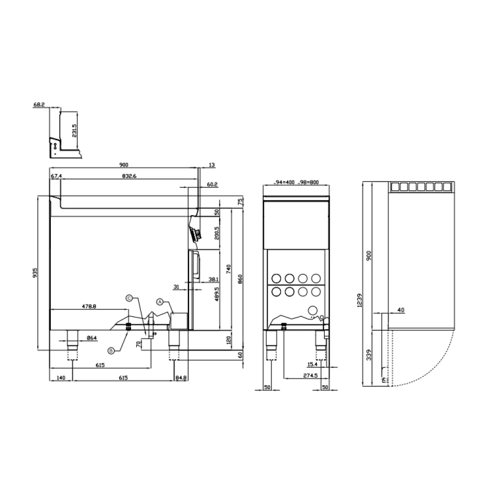 Газовый фритюр с нейтральным шкафом 23L 90 F23-94GVP (09330451)